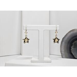 14K Yellow Gold Solid Custom Dancing Stars Citrine Dangle Earrings *Read Desc*